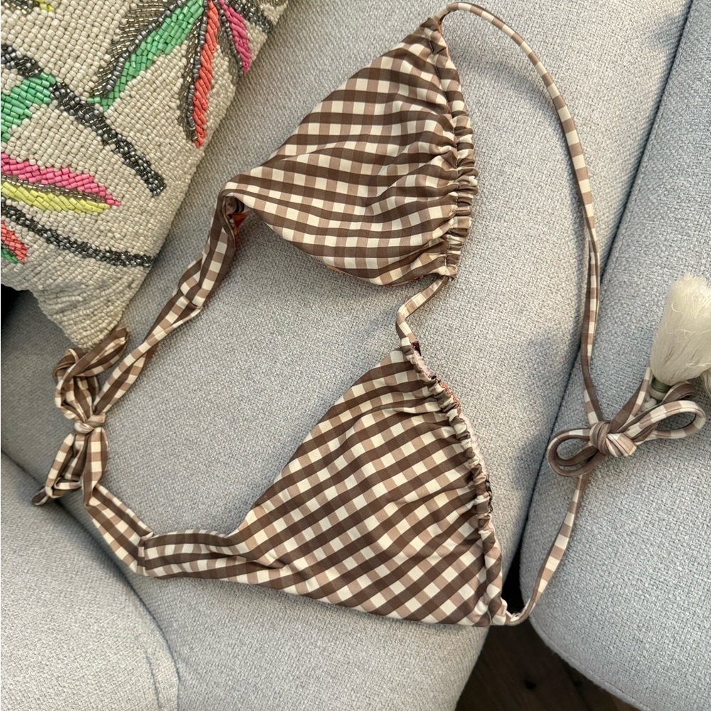 Maaji reversible brown gingham floral bikini size S - Picture 3 of 4